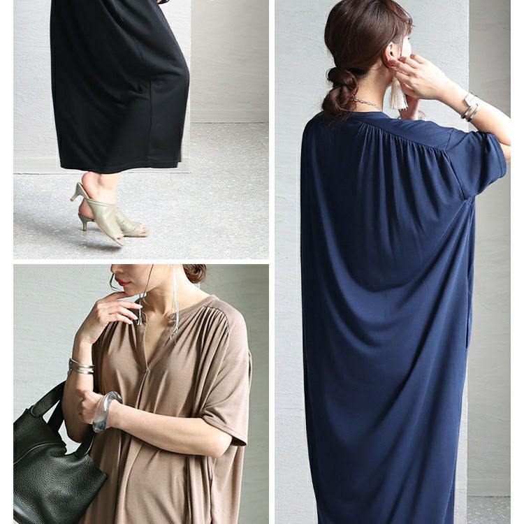 大きいサイズ レディース 接触冷感コクーンワンピース　sw-0529