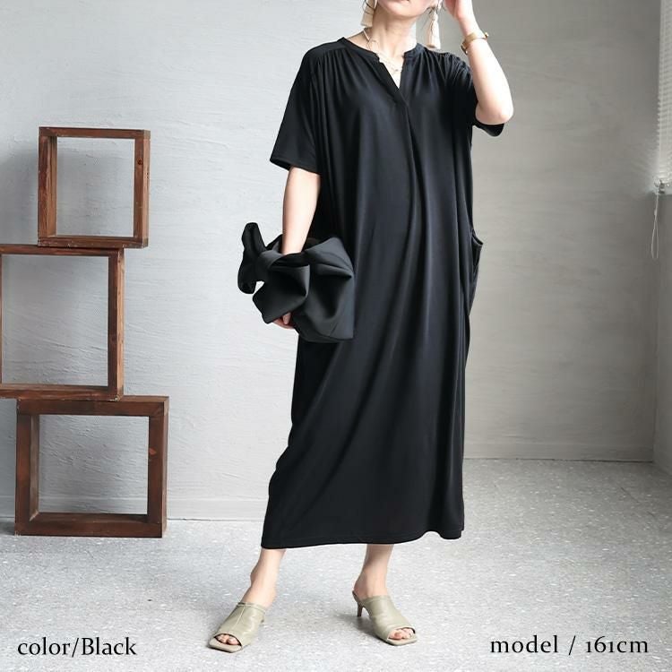 大きいサイズ レディース 接触冷感コクーンワンピース　sw-0529 ブラック