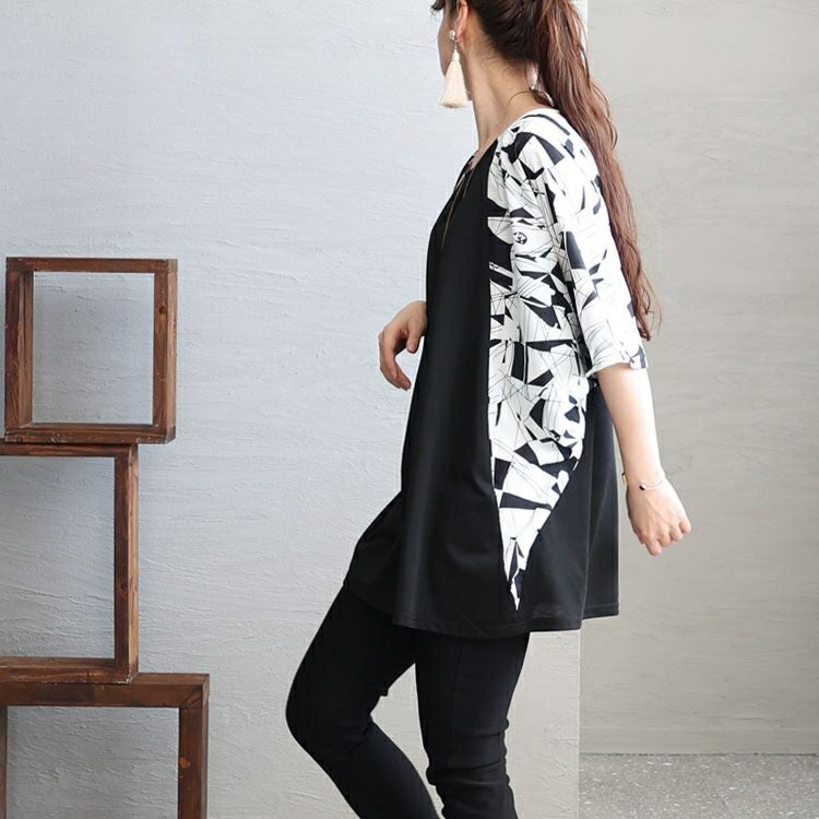 大きいサイズ レディース ドルマン切替チュニック　fem-348