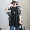 大きいサイズ レディース ドルマン切替チュニック　fem-348 ブラック
