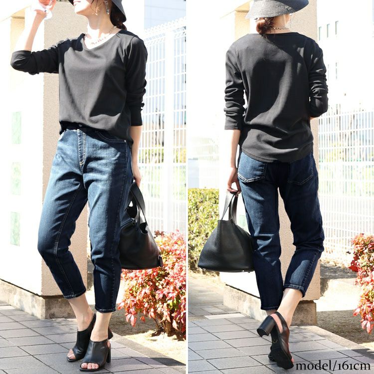 大きいサイズ レディース 接触冷感プルオンアンクルスキニーデニム　tkb-141463130