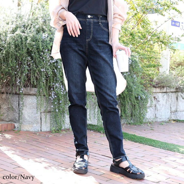 大きいサイズ レディース 接触冷感プルオンスキニーデニム　tkb-141463129