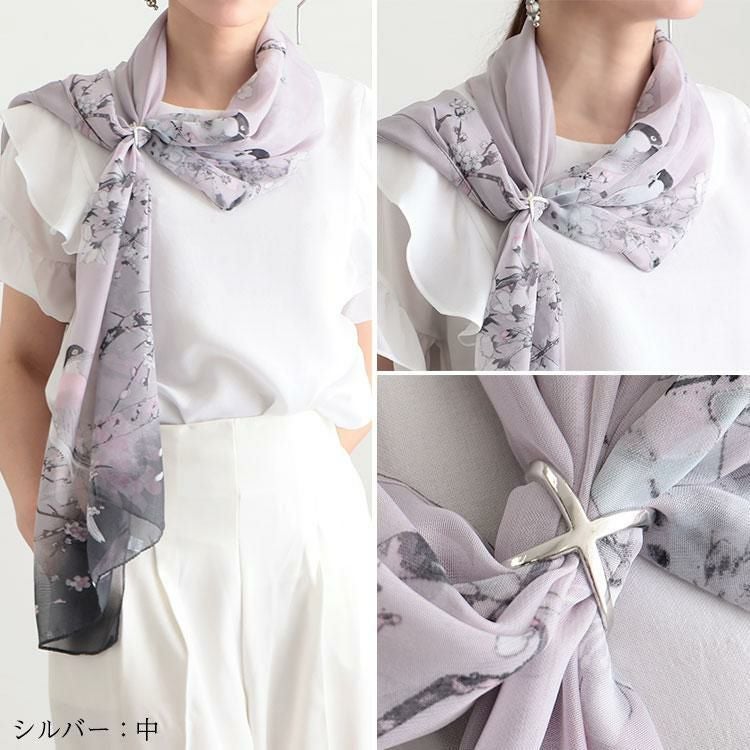 大きいサイズ レディース スカーフリング　goldy-1230 シルバー中