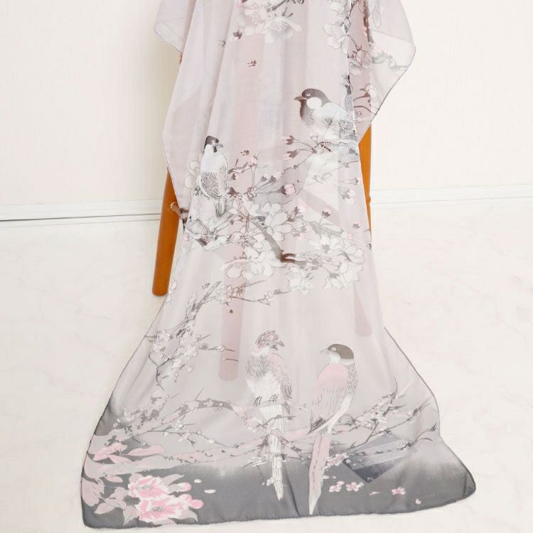 大きいサイズ レディース 和風柄大判ストール　goldy-1231【メール便可】