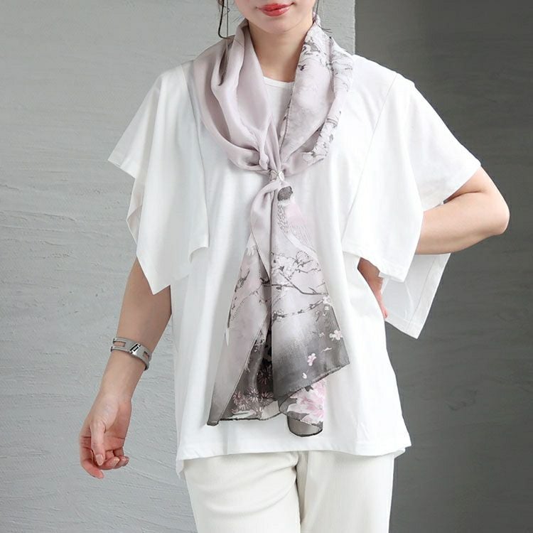 大きいサイズ レディース 和風柄大判ストール　goldy-1231【メール便可】