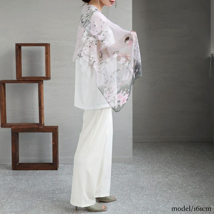 大きいサイズ レディース 和風柄大判ストール　goldy-1231【メール便可】