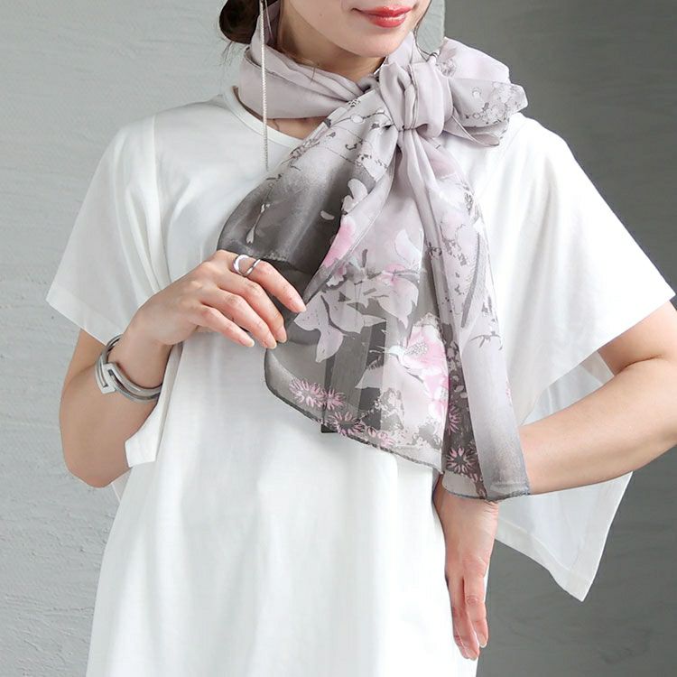 大きいサイズ レディース 和風柄大判ストール　goldy-1231【メール便可】