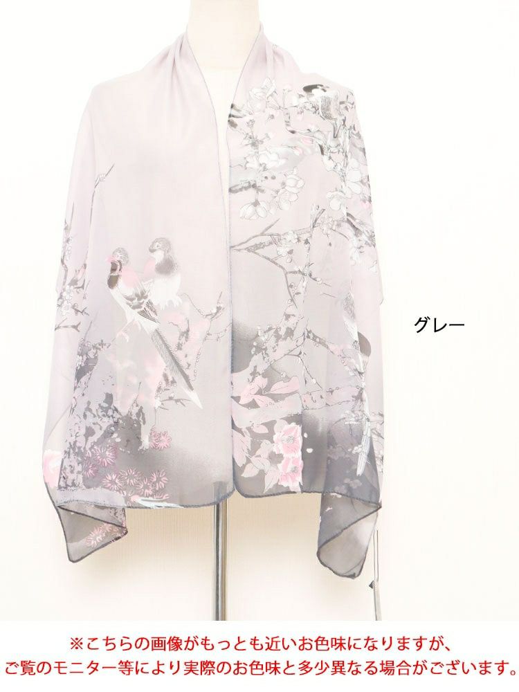 大きいサイズ レディース 和風柄大判ストール　goldy-1231【メール便可】