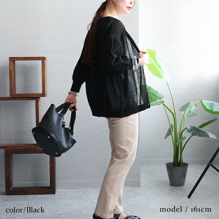 大きいサイズ レディース メッシュ編みVネックカーディガン　wn-0137