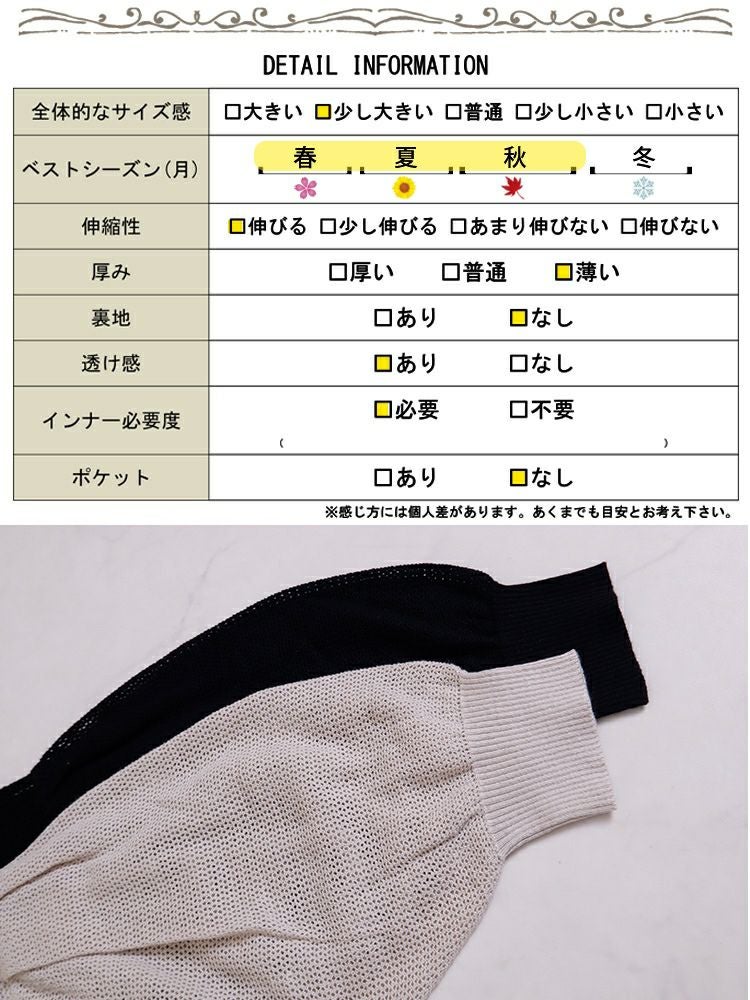 大きいサイズ レディース メッシュ編みVネックカーディガン　wn-0137