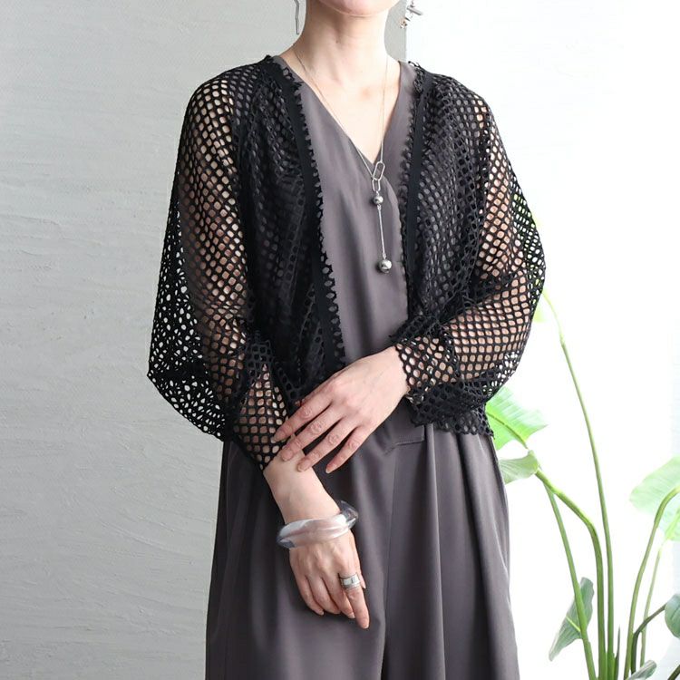 大きいサイズ レディース メッシュボレロカーディガン　sada-6851