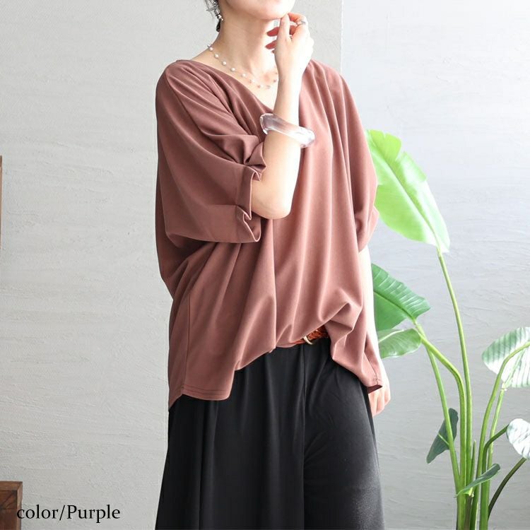 大きいサイズ レディース 袖タックプルオーバー　mncut-132039