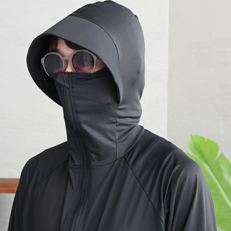 大きいサイズ レディース UVカット＆接触冷感つば付きパーカー　ryu-01