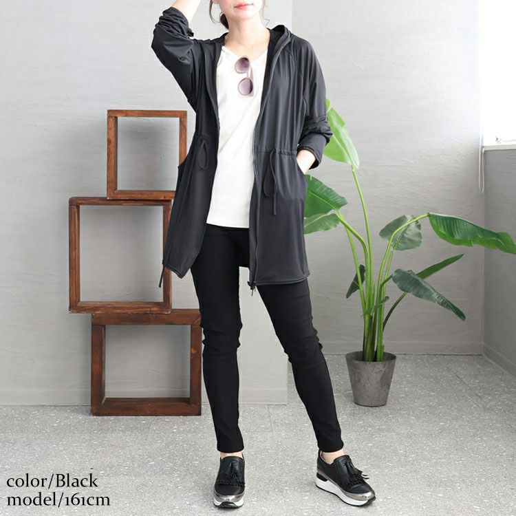 大きいサイズ レディース UVカット＆接触冷感つば付きパーカー　ryu-01