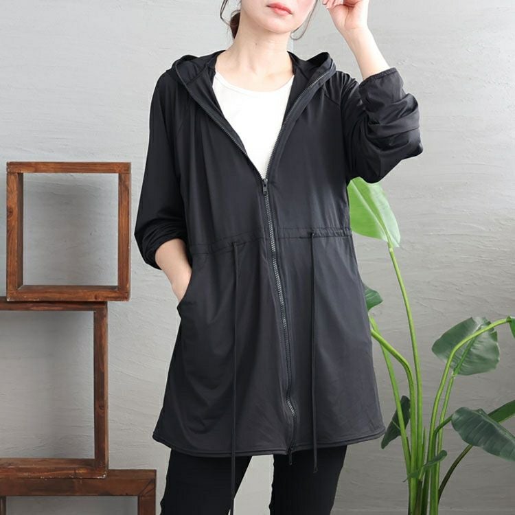 大きいサイズ レディース UVカット＆接触冷感つば付きパーカー　ryu-01