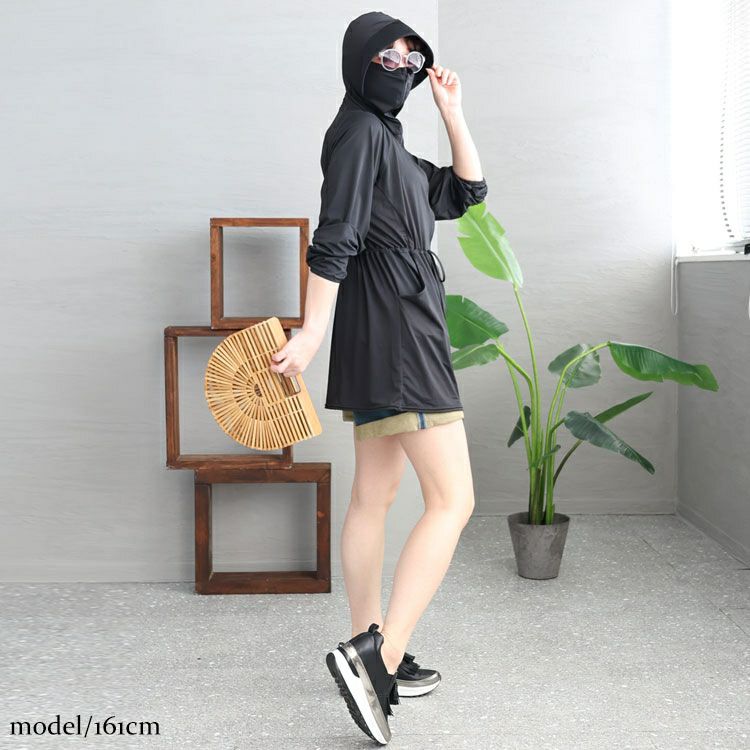 大きいサイズ レディース UVカット＆接触冷感つば付きパーカー　ryu-01