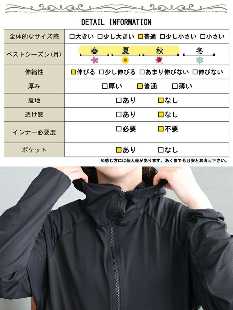 大きいサイズ レディース UVカット＆接触冷感つば付きパーカー　ryu-01