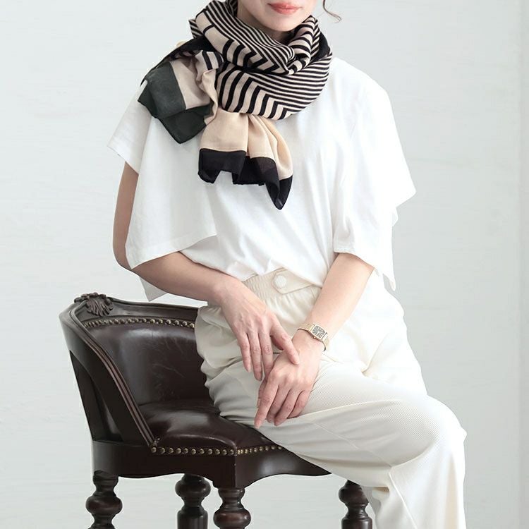 大きいサイズ レディース 幾何柄大判ストール　goldy-1232