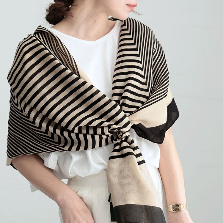 大きいサイズ レディース 幾何柄大判ストール　goldy-1232