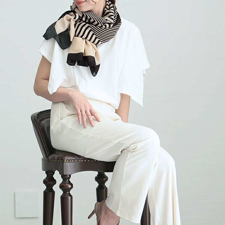 大きいサイズ レディース 幾何柄大判ストール　goldy-1232