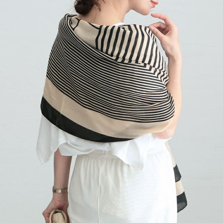 大きいサイズ レディース 幾何柄大判ストール　goldy-1232