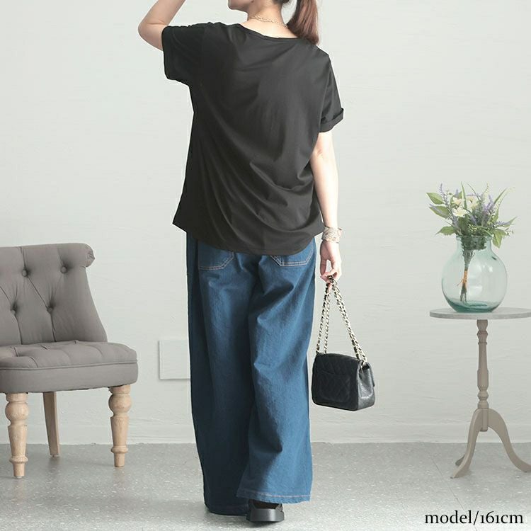 大きいサイズ レディース Vネック半袖Tシャツ　goldy-1239