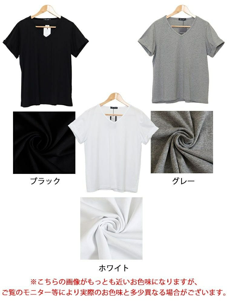 大きいサイズ レディース Vネック半袖Tシャツ　goldy-1239