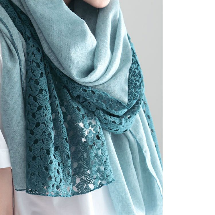 大きいサイズ レディース コットンレースストール　goldy-1234
