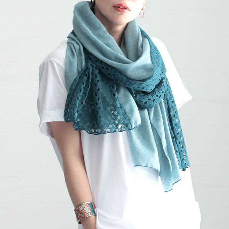 大きいサイズ レディース コットンレースストール　goldy-1234