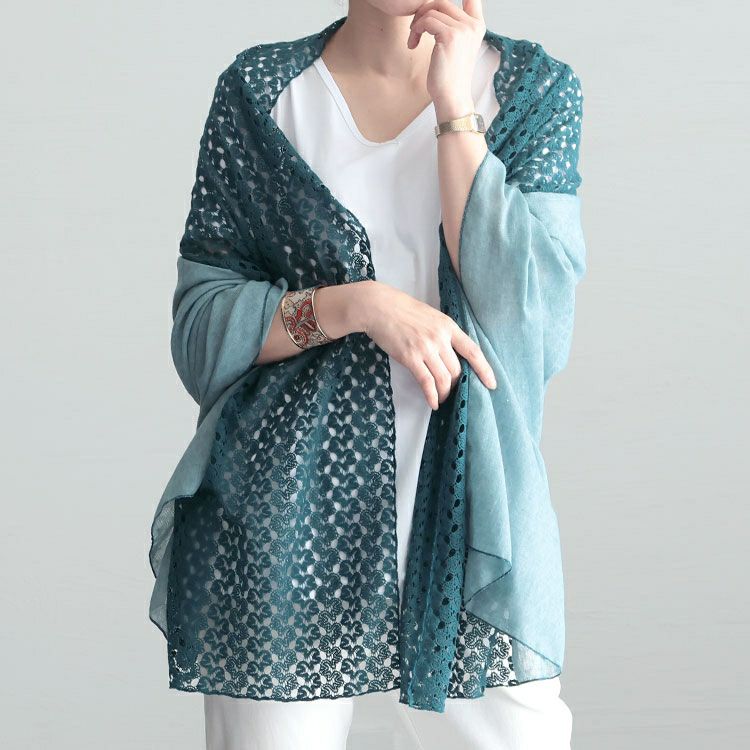 大きいサイズ レディース コットンレースストール　goldy-1234