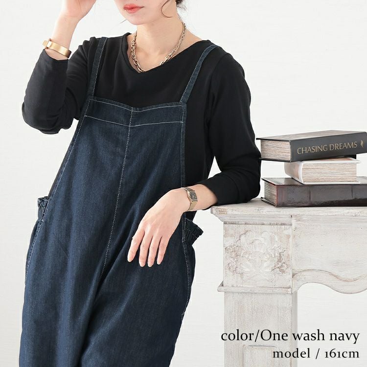 大きいサイズ レディース ライトオンスデニムサロペットパンツ　wd-0335