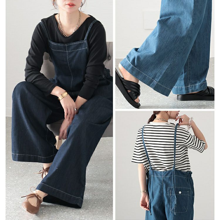 大きいサイズ レディース ライトオンスデニムサロペットパンツ　wd-0335