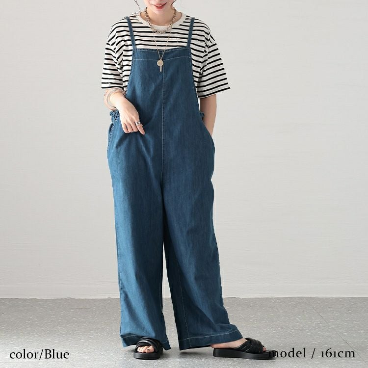 大きいサイズ レディース ライトオンスデニムサロペットパンツ　wd-0335