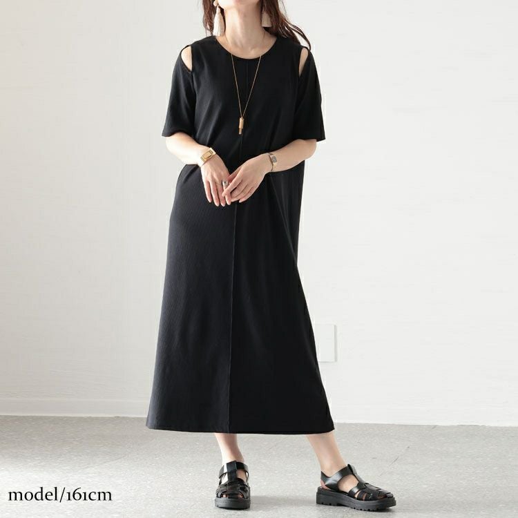 大きいサイズ レディース テレコカットワンピース　sada-6854