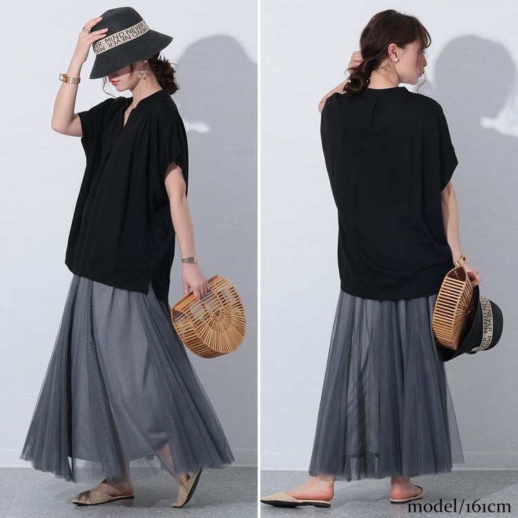 大きいサイズ レディース 接触冷感脇シェードカットソー　mncut-132077 【メール便可】