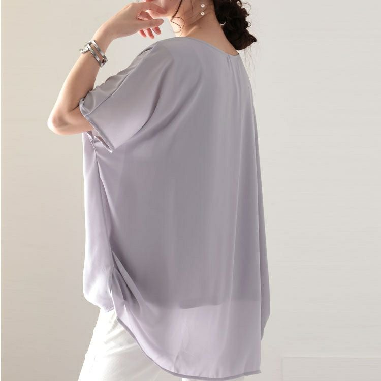 大きいサイズ レディース 接触冷感ゴールドパーツ使いブラウス　mncut-132059