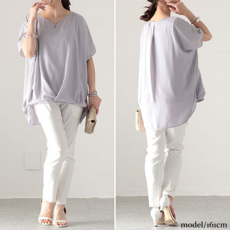 大きいサイズ レディース 接触冷感ゴールドパーツ使いブラウス　mncut-132059