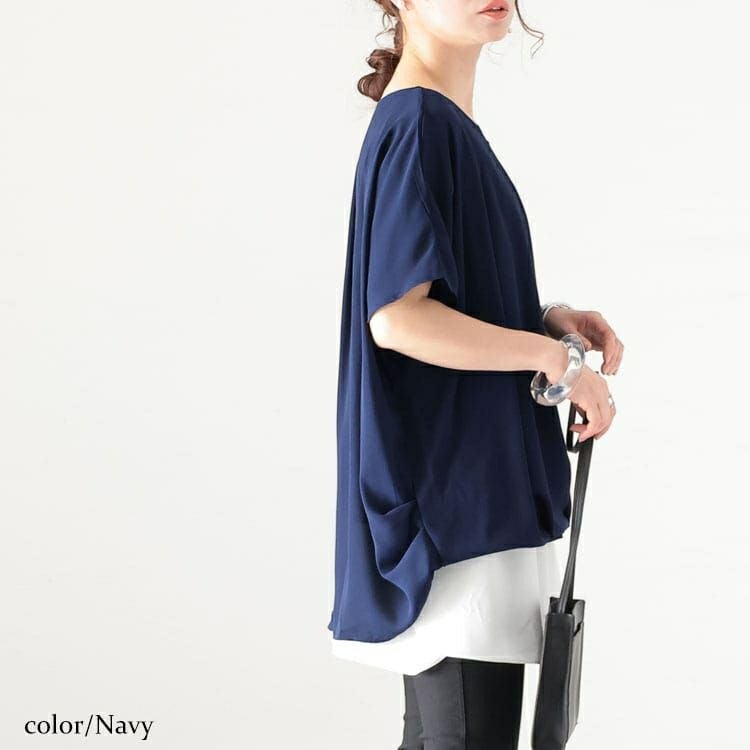 大きいサイズ レディース 接触冷感ゴールドパーツ使いブラウス　mncut-132059