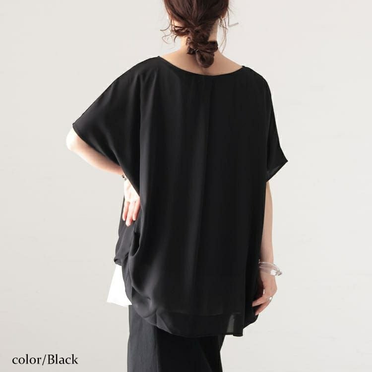 大きいサイズ レディース 接触冷感ゴールドパーツ使いブラウス　mncut-132059