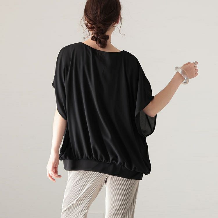 大きいサイズ レディース 接触冷感フレア袖ジョーゼットブラウス　mncut-132058 【メール便可】