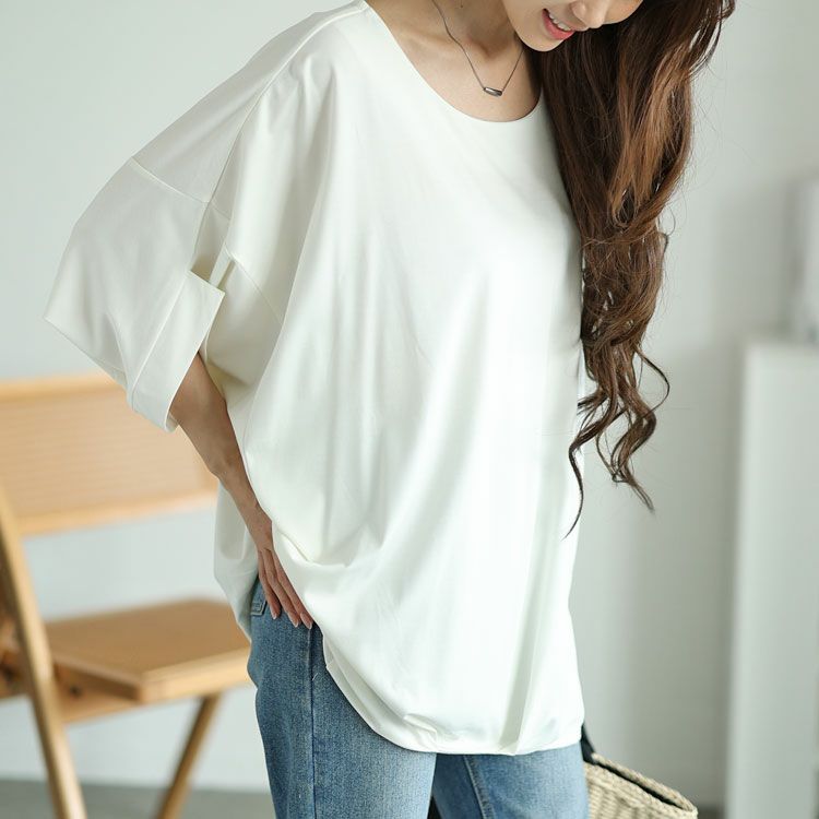 大きいサイズ レディース 接触冷感フロントタックカットソー　mncut-132056 【メール便可】