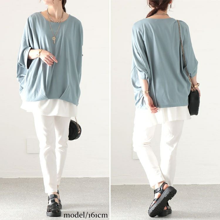 大きいサイズ レディース 接触冷感フロントタックカットソー　mncut-132056 【メール便可】