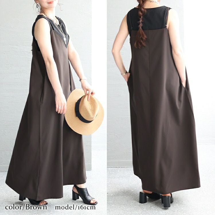 大きいサイズ レディース フレアマキシ丈キャミワンピース　maru-6661 【メール便可】