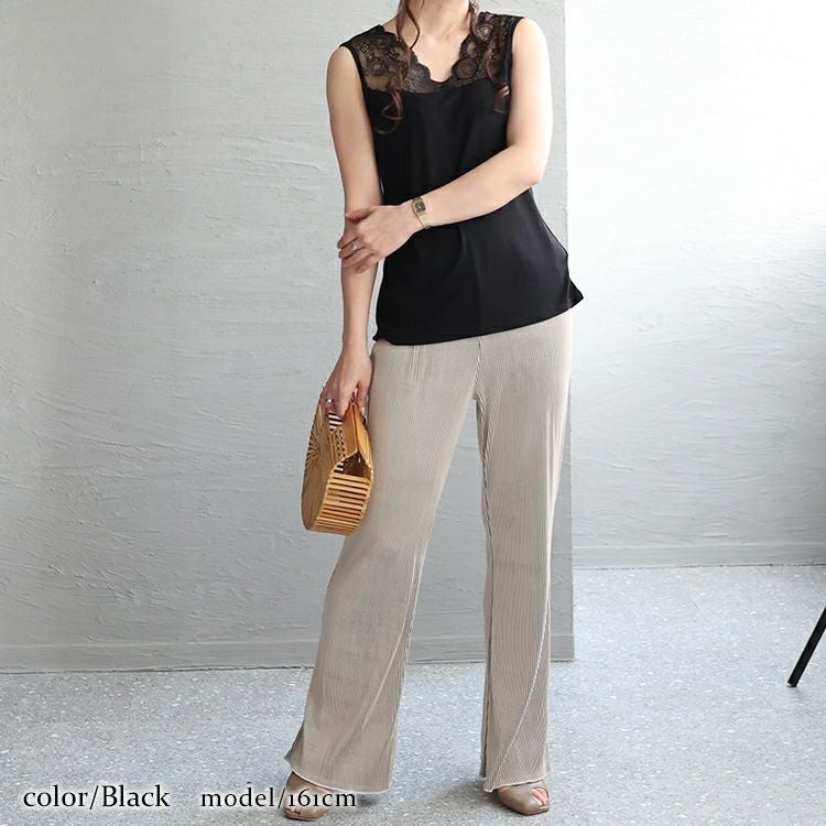 大きいサイズ レディース ストレッチレースタンクトップ　maru-6657 【メール便可】