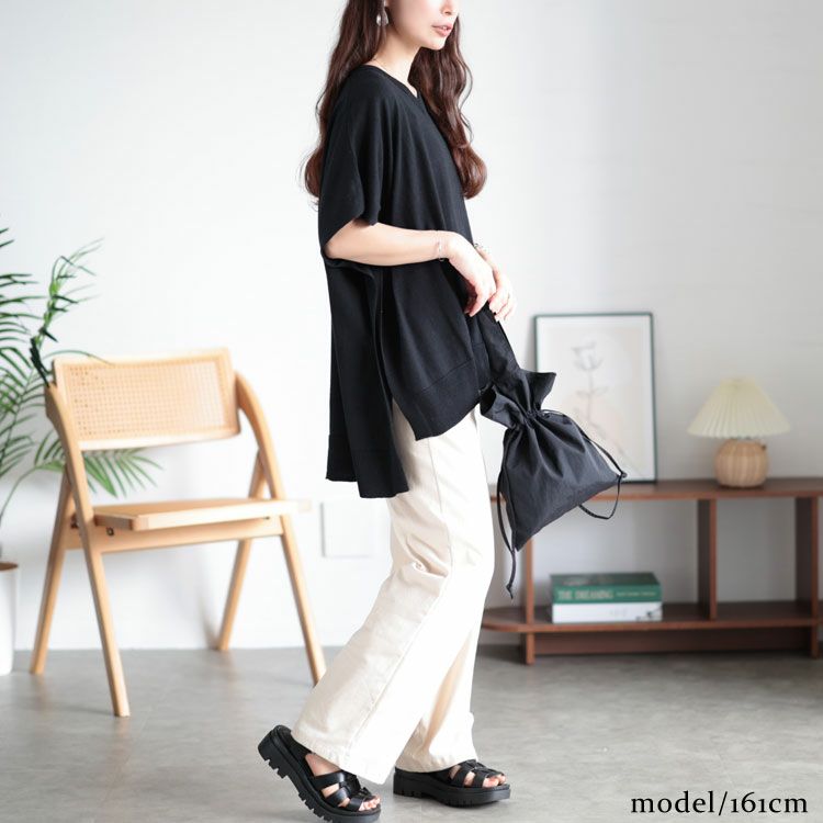 大きいサイズ レディース ポンチョ風Vネックプルオーバー　sada-6846