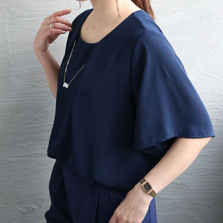 大きいサイズ レディース ネックレス付きブラウス　mncut-132120 【メール便可】