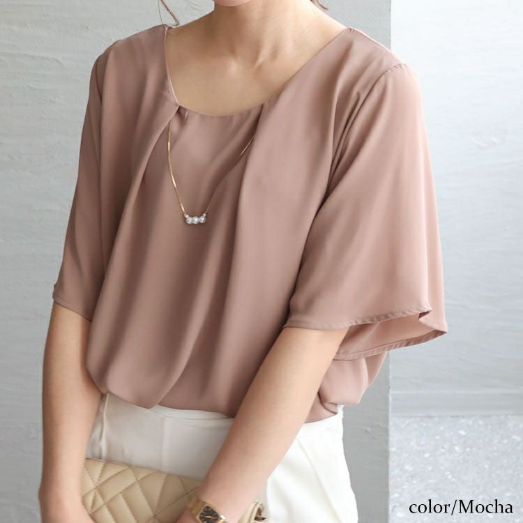 大きいサイズ レディース ネックレス付きブラウス　mncut-132120 【メール便可】