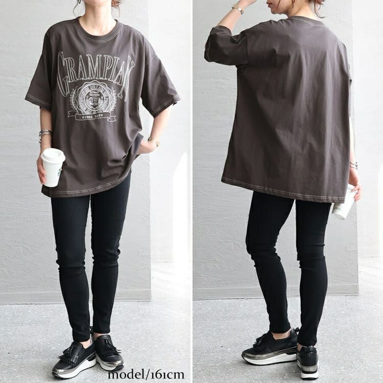 大きいサイズ レディース 線刺繍半袖Tシャツ　cros-130121 【メール便可】