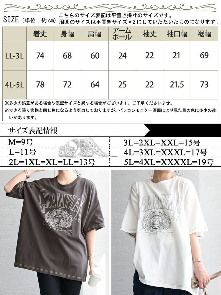 大きいサイズ レディース 線刺繍半袖Tシャツ cros-130121 【メール便可
