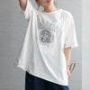 大きいサイズ レディース 線刺繍半袖Tシャツ　cros-130121 【メール便可】 オフホワイト